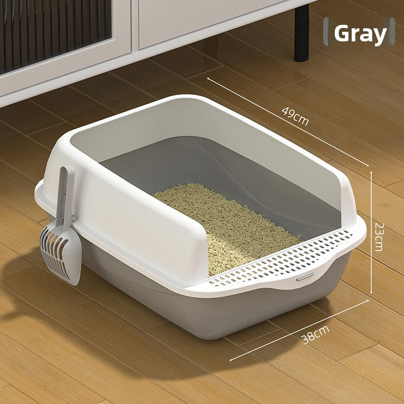 Semi-Enclosed Cat Litter Box with Scoop