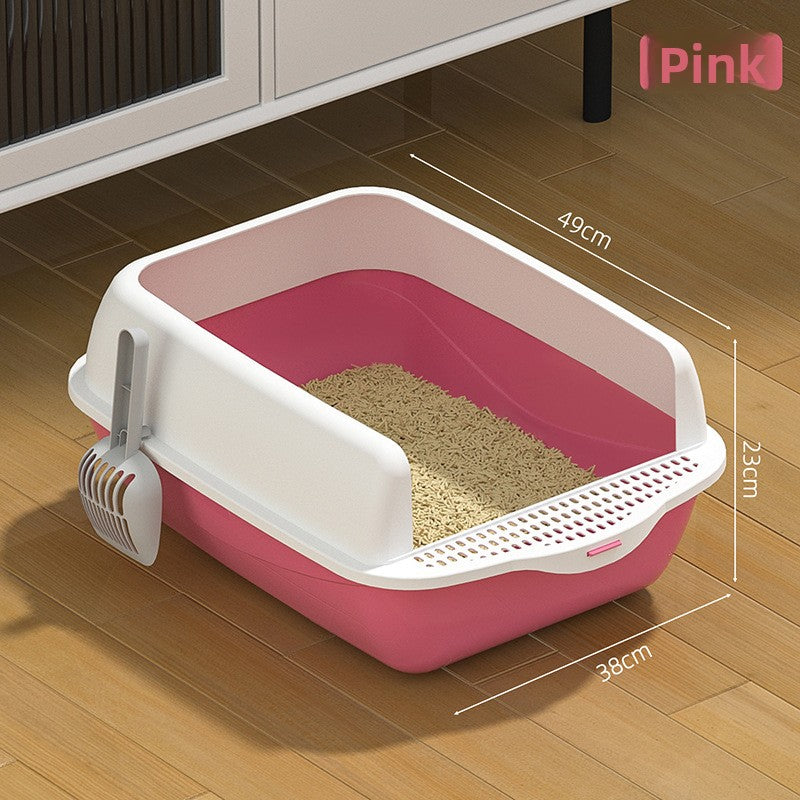 Semi-Enclosed Cat Litter Box with Scoop