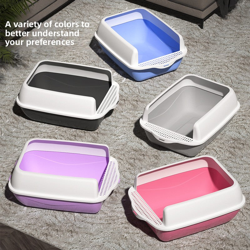 Semi-Enclosed Cat Litter Box with Scoop
