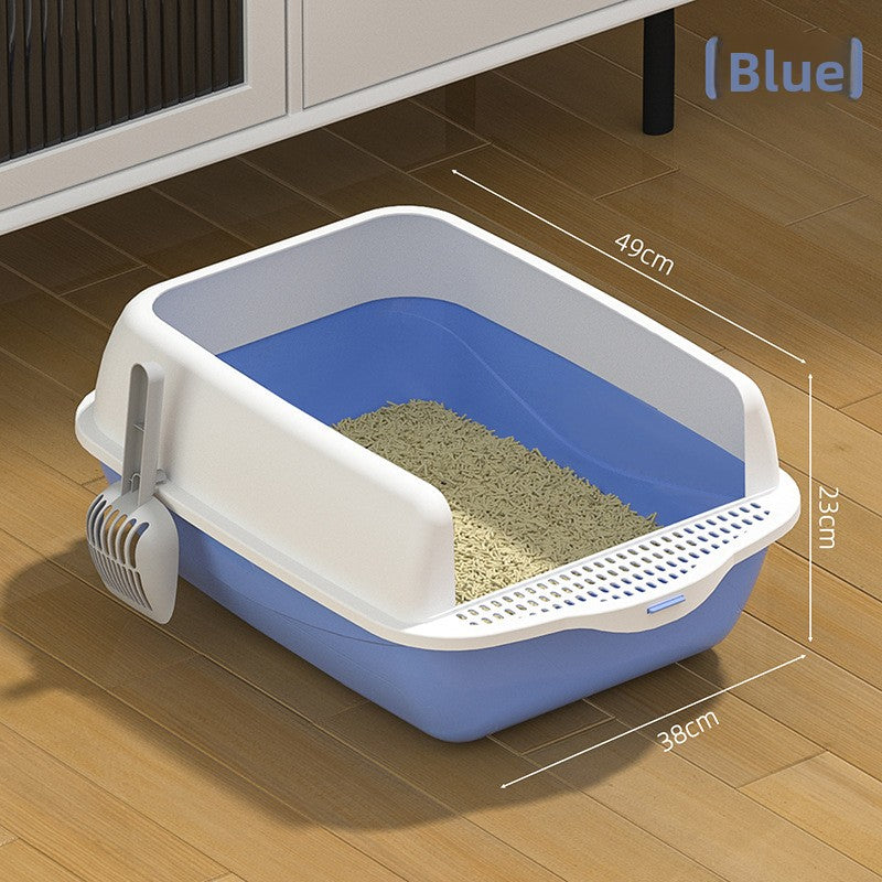 Semi-Enclosed Cat Litter Box with Scoop