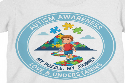 Autism Awareness - My Puzzle My Journey (blue border)