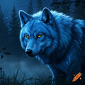 Mystic Blue Forest Wolf Art Print
