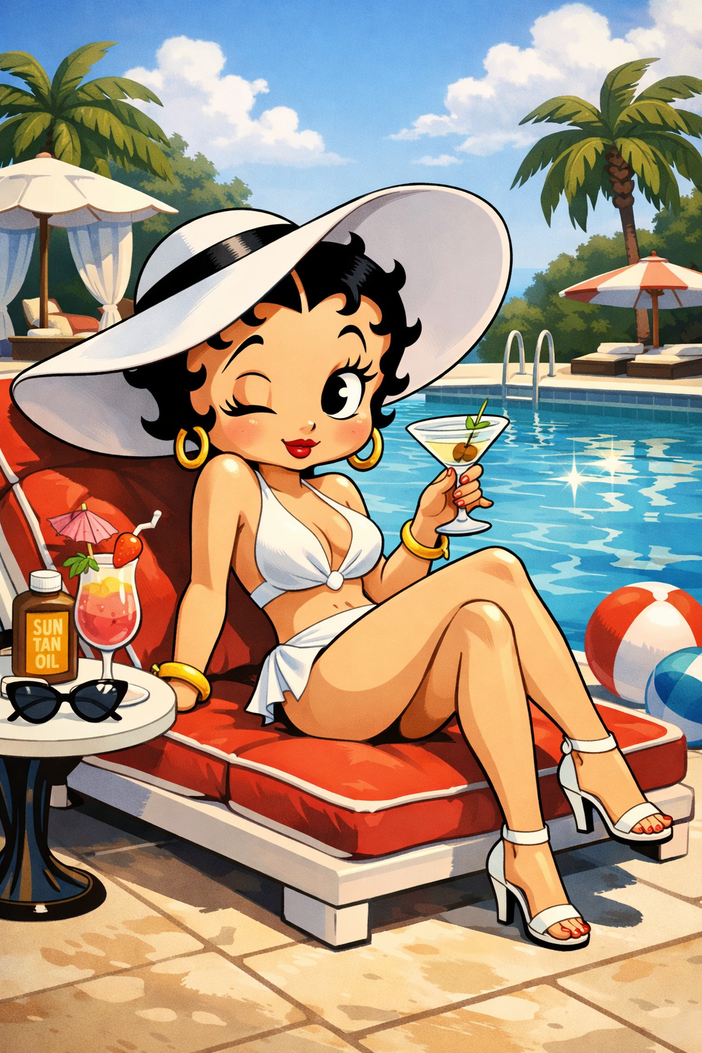 Poolside Glam – Retro Summer Lounge Illustration