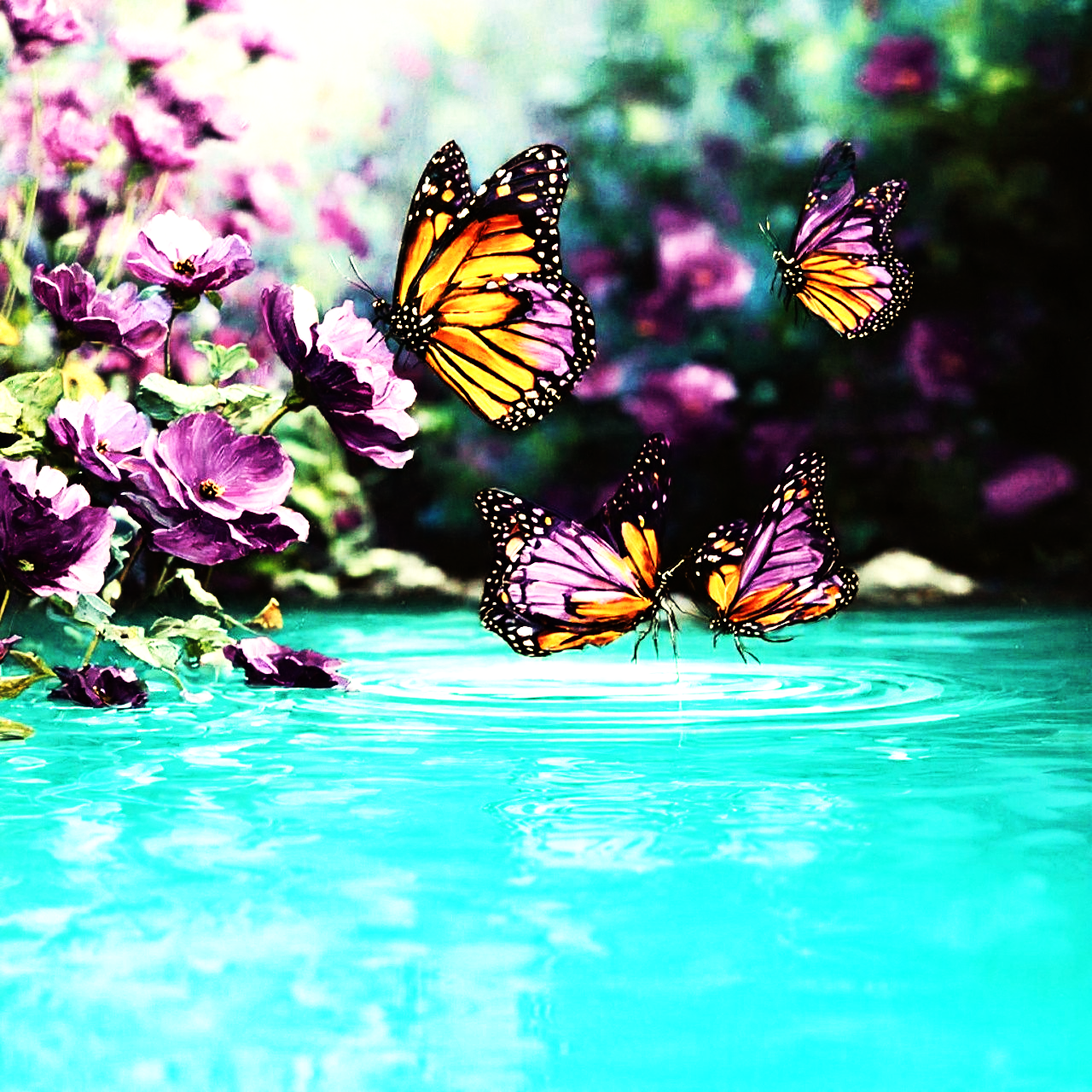 Butterfly Oasis – Vibrant Garden Pool Art