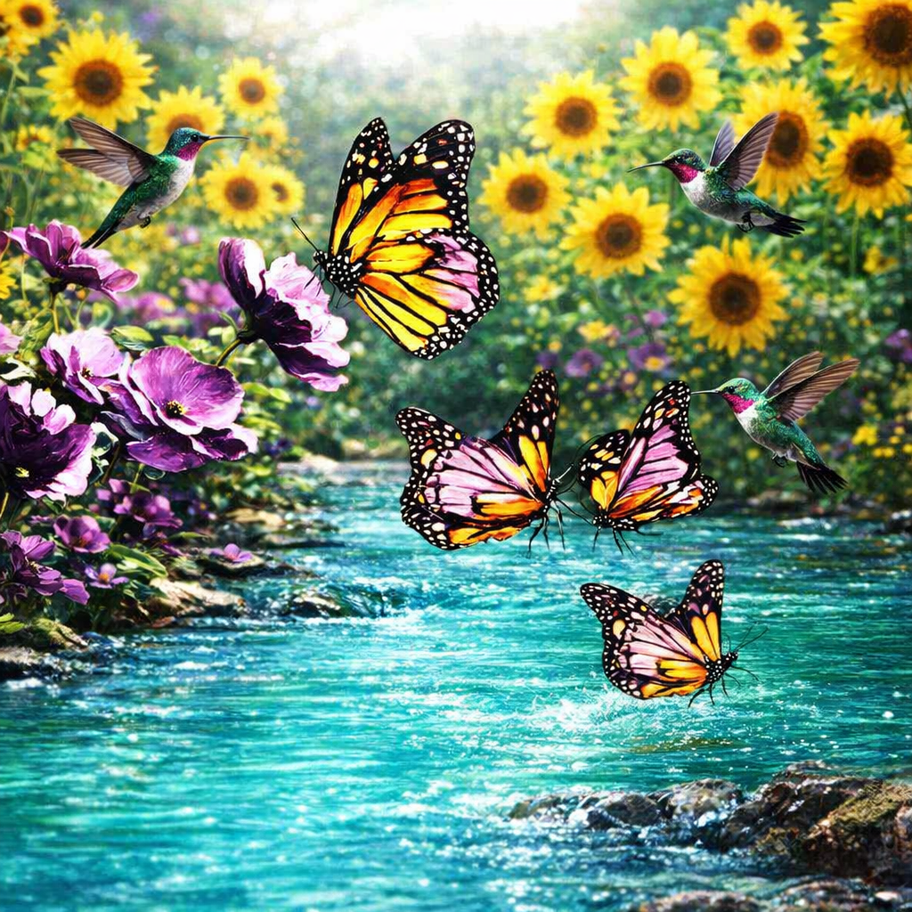 Hummingbirds and  monarchs
