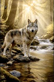 Forest Light Wolf – Majestic Woodland Wildlife Art Print