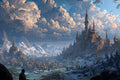 Fantasy Castle Kingdom Art Print - Majestic Mountain Realm