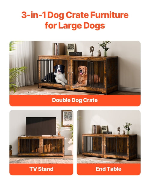 Dog Crate Furniture 75 In Indoor Wooden Dog Kennel With Divider And