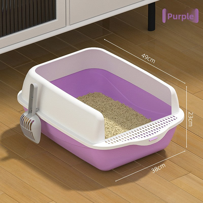 Semi-Enclosed Cat Litter Box with Scoop