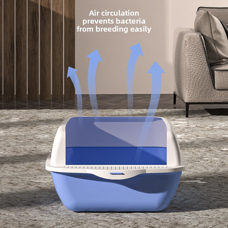 Semi-Enclosed Cat Litter Box with Scoop